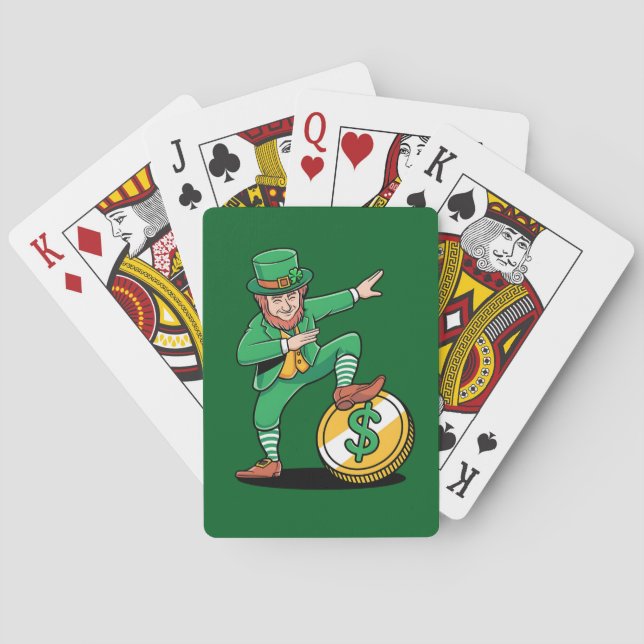 Dabbing Leprechaun Funny St Patrick's Day Playing Cards (Back)