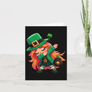 Dabbing Leprechaun Girl Funny Kids Girls St Patric Card