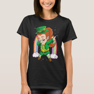 Dabbing Leprechaun Girl Green Lucky Shamrock St Pa T-Shirt