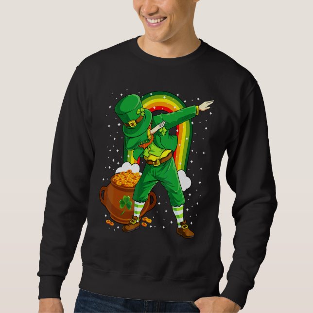 Dabbing Leprechaun St Patricks Day Boys Kids Men D Sweatshirt (Front)