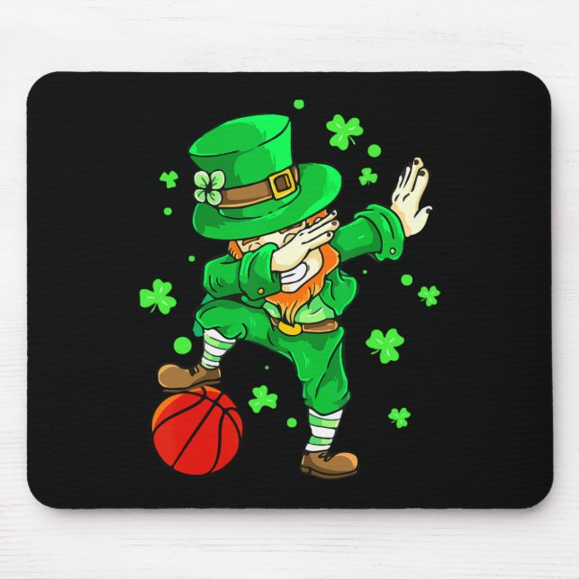 Dabbing Leprechaun St Patricks Day Boys Men Basket Mouse Pad (Front)