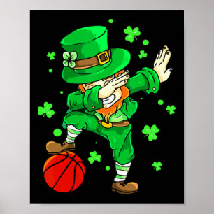 Dabbing Leprechaun St Patricks Day Boys Men Basket Poster