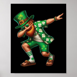 Dabbing Leprechaun St Patricks Day Boys Men Hawaii Poster