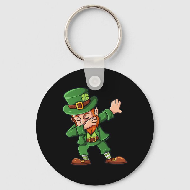 Dabbing Leprechaun St Patrick's Day Dab Boys Girls Key Ring (Front)