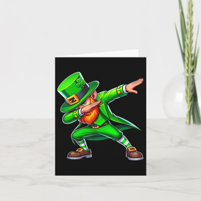Dabbing Leprechaun St Patricks Day Funny Irish Men Card (Front)