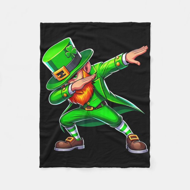 Dabbing Leprechaun St Patricks Day Funny Irish Men Fleece Blanket (Front)