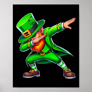 Dabbing Leprechaun St Patricks Day Funny Irish Men Poster