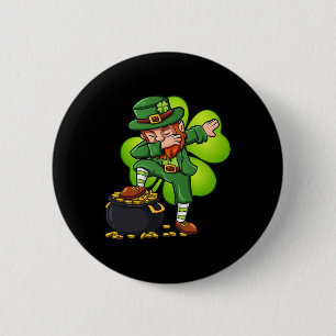 Dabbing Leprechaun With Clover St Patrick's Day 6 Cm Round Badge