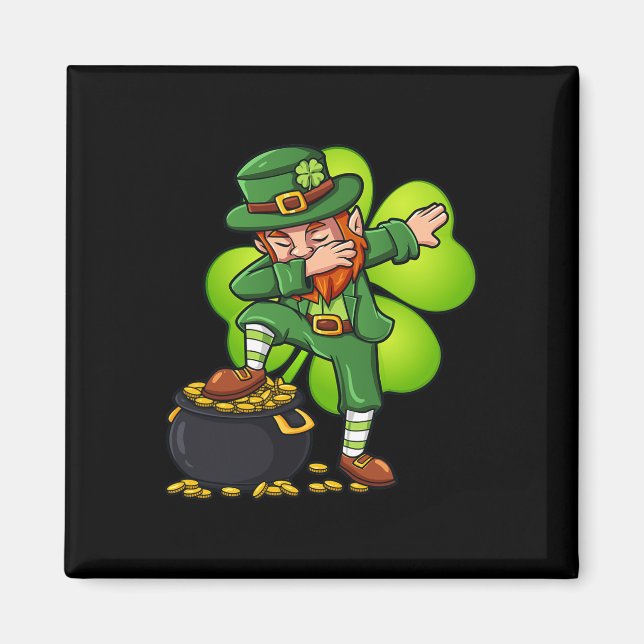 Dabbing Leprechaun With Clover St Patrick's Day  Magnet (Front)
