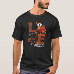 Dabbing Love Turkey Stethoscope Nurse Life Thanksg T-Shirt