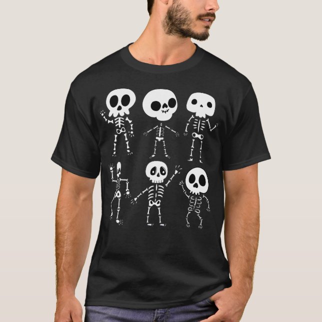 Dabbing Macaber Skeleton Tshirt Skull Halloween ki (Front)
