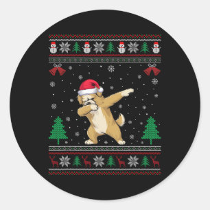 Dabbing Maltipoo Dog Santa Hat Boys Girls Kids Chr Classic Round Sticker