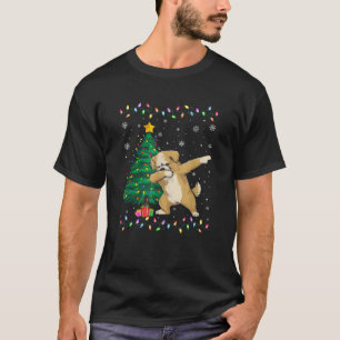 Dabbing Maltipoo Dog Xmas Tree Lights Ugly Christm T-Shirt