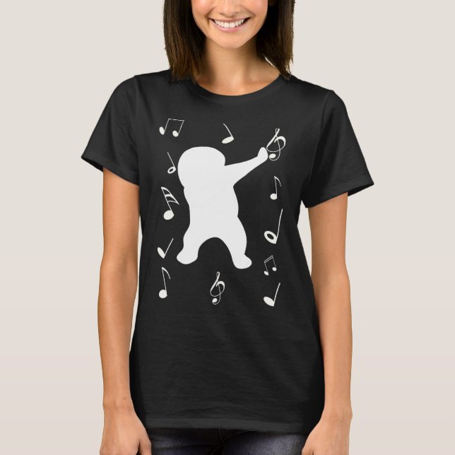 dabbing man dance with music key note T-Shirt (Front)