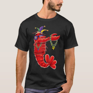 Dabbing Mardi Gras Bead Jester Hat Crawfish Boil P T-Shirt