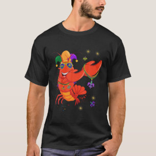 Dabbing Mardi Gras Bead Jester Hat Crawfish Boil P T-Shirt