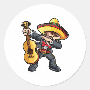 Dabbing Mariachi T Shirt Cinco De Mayo Kids Boys M Classic Round Sticker