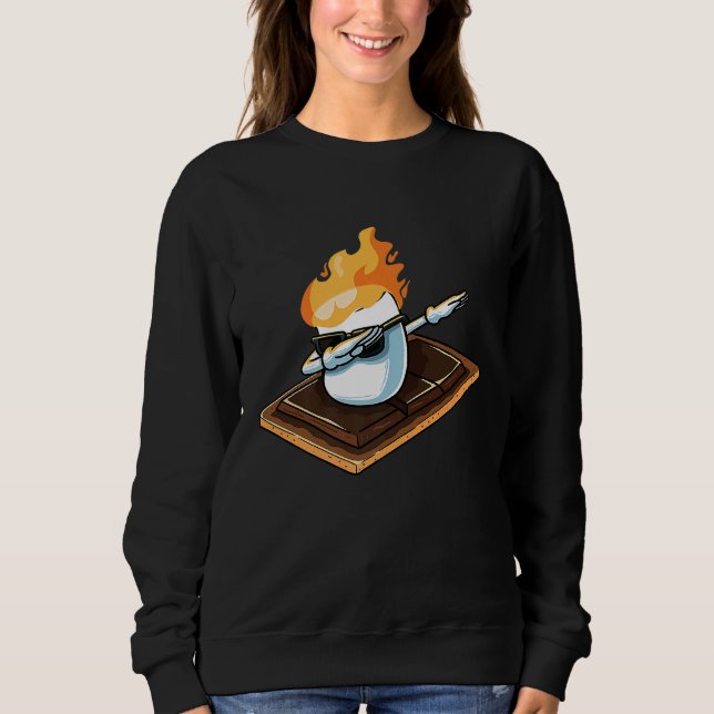 Dabbing Marshmallow Funny Smores Camping Dab Campe Sweatshirt (Front)