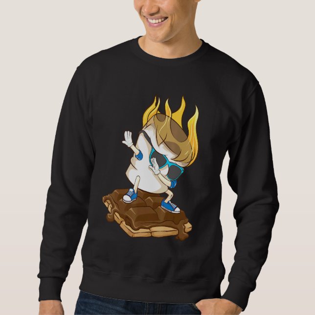 Dabbing Marshmallow Smores Cool Camping Dance Sweatshirt (Front)