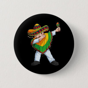 Dabbing Mexican Man Poncho Sombrero Cinco De Mayo 6 Cm Round Badge