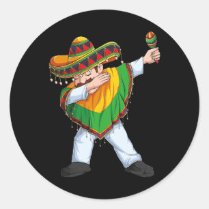 Dabbing Mexican Man Poncho Sombrero Cinco De Mayo Classic Round Sticker