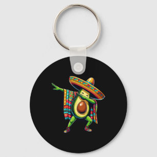 Dabbing Mexican Poncho Avocado Cinco De Mayo Key Ring