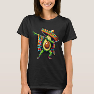 Dabbing Mexican Poncho Avocado Cinco De Mayo  T-Shirt