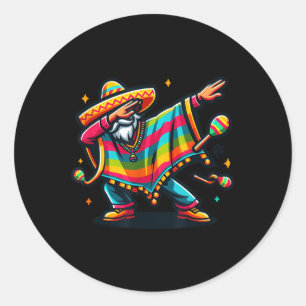 Dabbing Mexican Poncho Cinco De Mayo Boys Men Somb Classic Round Sticker