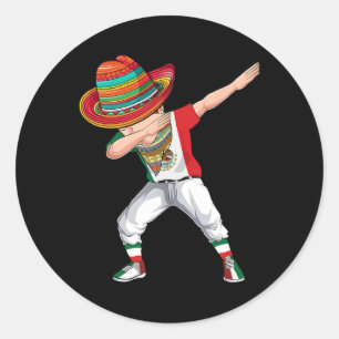 Dabbing Mexican Poncho Cinco De Mayo Boys Men Somb Classic Round Sticker