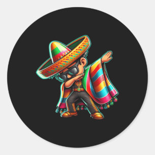 Dabbing Mexican Poncho Cinco De Mayo Boys Men Todd Classic Round Sticker