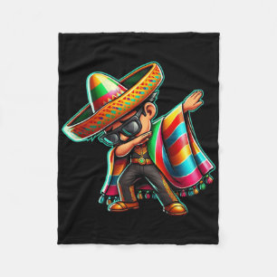 Dabbing Mexican Poncho Cinco De Mayo Boys Men Todd Fleece Blanket