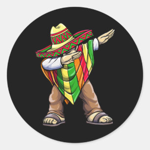Dabbing Mexican Poncho Cinco De Mayo Classic Round Sticker