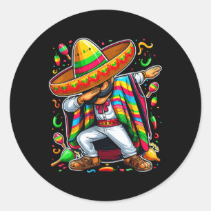 Dabbing Mexican Poncho Cinco De Mayo  Classic Round Sticker