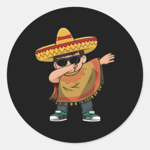 Dabbing Mexican Poncho Cinco De Mayo Dabbing  Classic Round Sticker