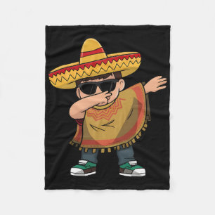 Dabbing Mexican Poncho Cinco De Mayo Dabbing Fleece Blanket