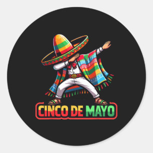 Dabbing Mexican Poncho Cinco De Mayo Fiesta 1 Classic Round Sticker