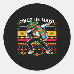 Dabbing Mexican Poncho Cinco De Mayo Fiesta 4  Classic Round Sticker