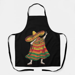 Dabbing Mexican Poncho Cinco De Mayo Fiesta Party Apron