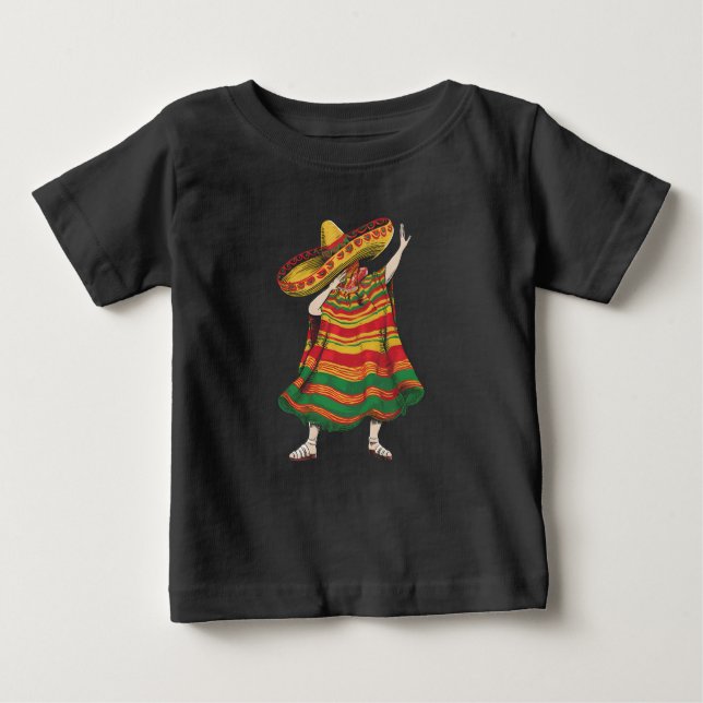 Dabbing Mexican Poncho Cinco De Mayo Fiesta Party Baby T-Shirt (Front)