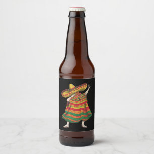 Dabbing Mexican Poncho Cinco De Mayo Fiesta Party Beer Bottle Label