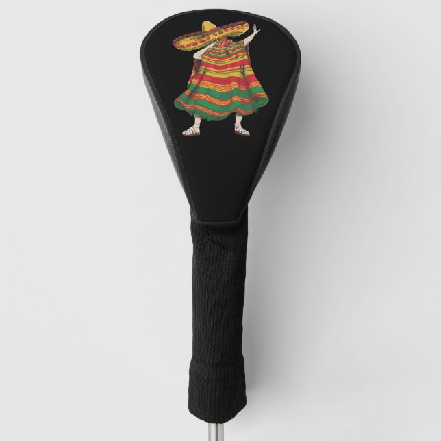 Dabbing Mexican Poncho Cinco De Mayo Fiesta Party Golf Head Cover (Front)