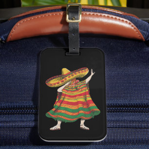 Dabbing Mexican Poncho Cinco De Mayo Fiesta Party Luggage Tag