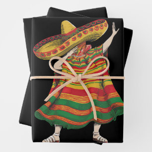 Dabbing Mexican Poncho Cinco De Mayo Fiesta Party Wrapping Paper Sheet