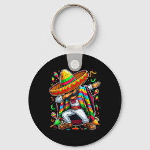 Dabbing Mexican Poncho Cinco De Mayo  Key Ring