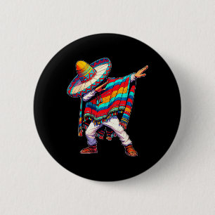 Dabbing Mexican Poncho Cinco De Mayo Men Sombrero 6 Cm Round Badge