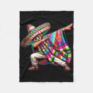Dabbing Mexican Poncho Cinco De Mayo Men Sombrero  Fleece Blanket
