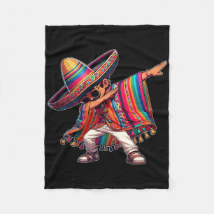 Dabbing Mexican Poncho Cinco De Mayo Men Sombrero Fleece Blanket