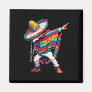 Dabbing Mexican Poncho Cinco De Mayo Men Sombrero  Magnet