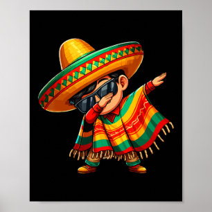 Dabbing Mexican Poncho Cinco De Mayo Sombrero Boys Poster