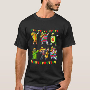 Dabbing Mexican Poncho Cinco De Mayo Taco Avocado  T-Shirt